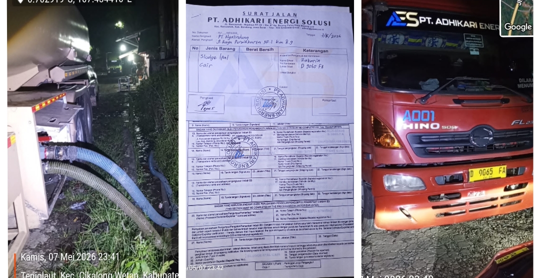 Tangki PT AES Kepergok Buang 16.000 Liter Limbah Cair di Cikalongwetan, Aliran Sungai Cisomang Terancam Tercemar