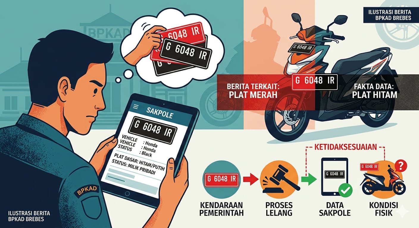 BPKAD Brebes Klarifikasi Status Kendaraan Berplat Merah yang Terekam Menggunakan Plat Hitam