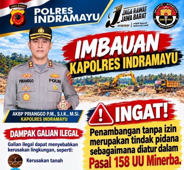 Kapolres Indramayu Tegaskan Penambangan Tanpa Izin Bisa Dipidana, Ancamannya 5 Tahun Penjara