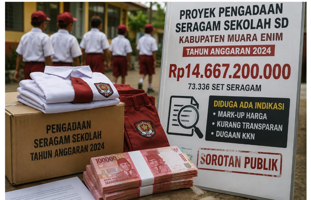 Dugaan Mark-Up Proyek Seragam Sekolah Rp14,6 Miliar di Muara Enim Sorotan Publik
