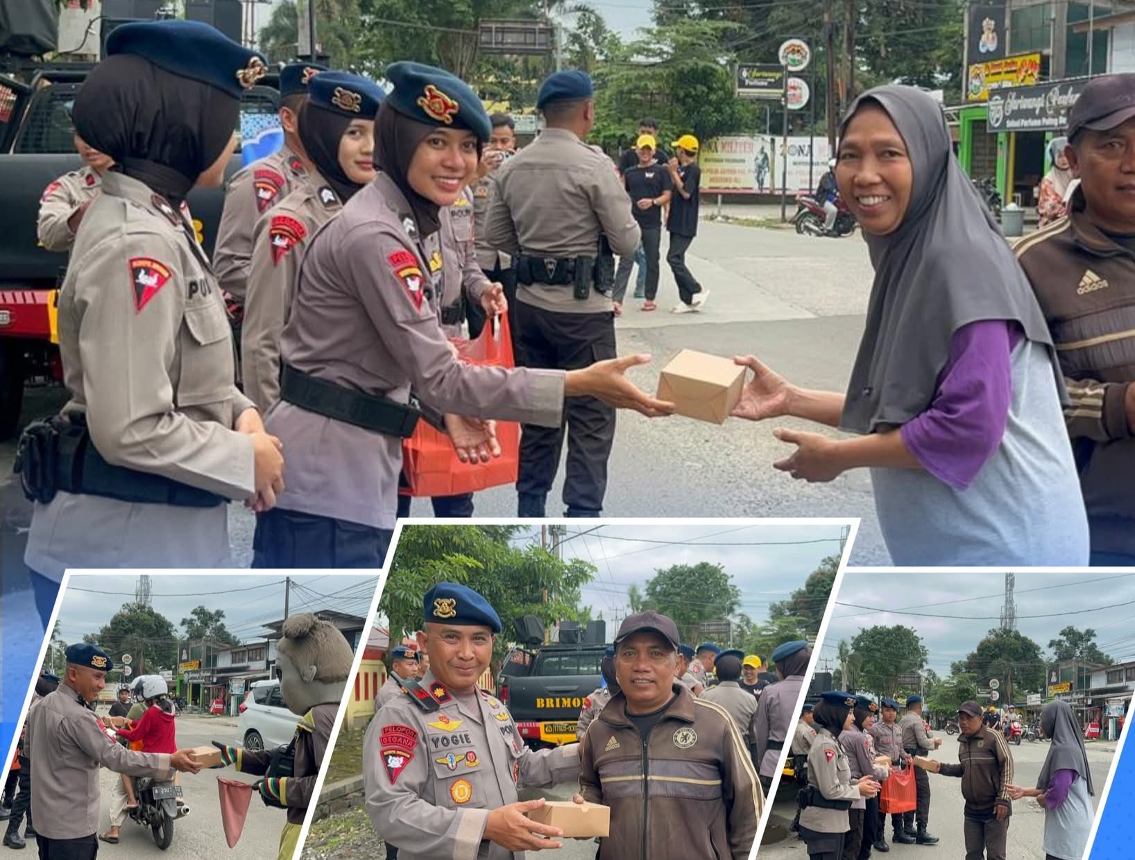 Personel Batalyon A Pelopor Satbrimob Polda Banten Bagikan Takjil Gratis